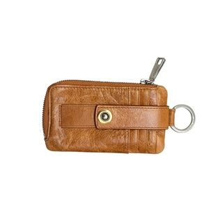 Hobo brown leather key ring card holder mini wallet